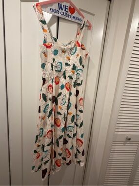 Collectif Cream Sundress with mid century modern print